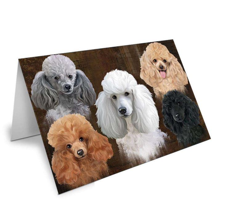 Rustic 5 Poodle Dog Handmade Artwork Assorted Pets Greeting Cards and Note Cards with Envelopes for All Occasions and Holiday Seasons GCD66455
