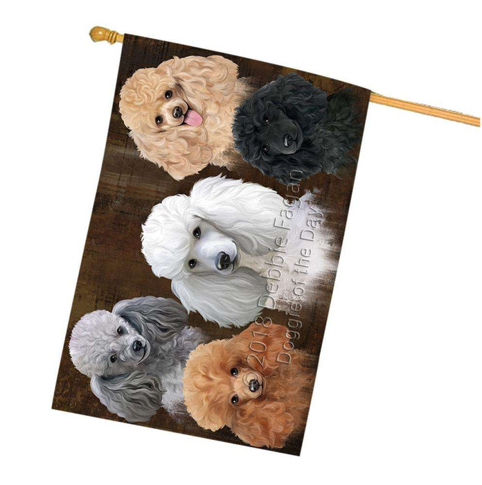 Rustic 5 Poodle Dog House Flag FLG54340