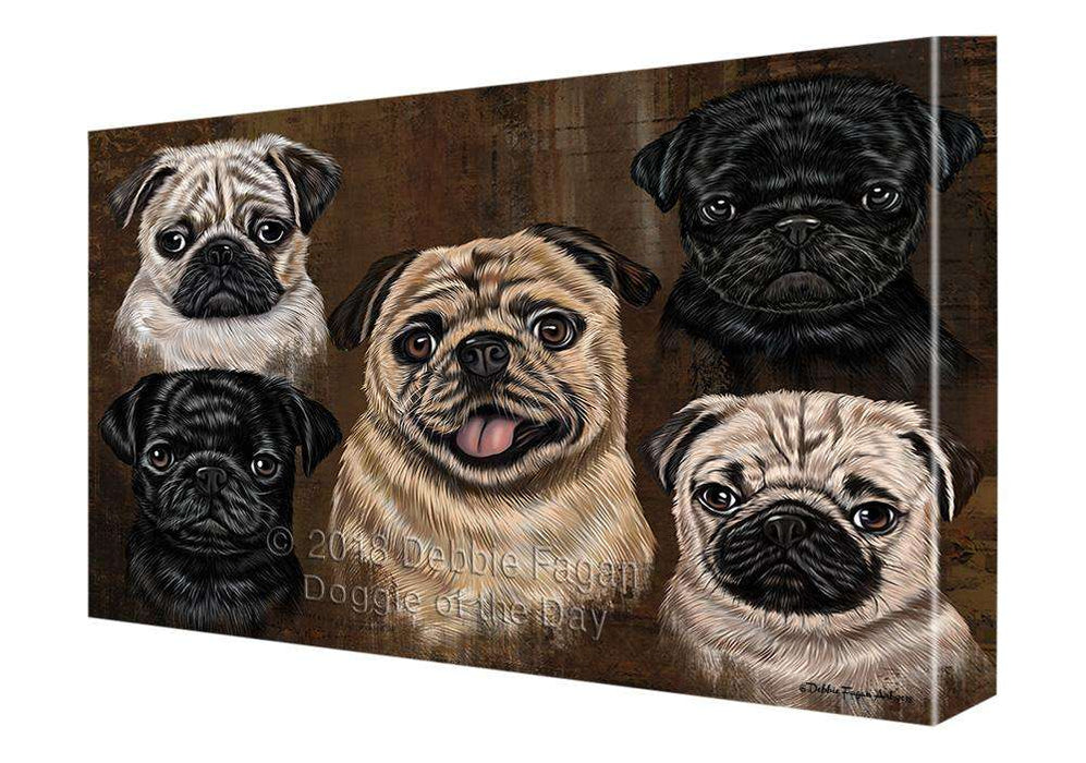 Rustic 5 Pug Dog Canvas Print Wall Art Décor CVS105137