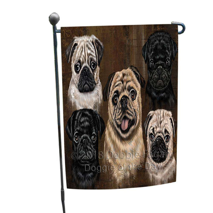 Rustic 5 Pug Dog Garden Flag GFLG54205