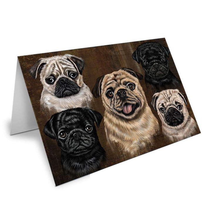 Rustic 5 Pug Dog Handmade Artwork Assorted Pets Greeting Cards and Note Cards with Envelopes for All Occasions and Holiday Seasons GCD66458