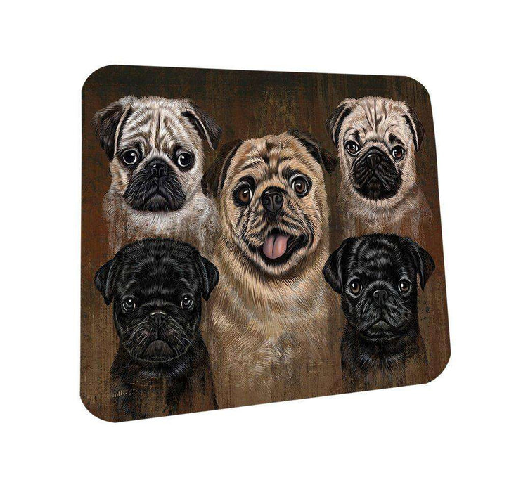 Rustic 5 Pugs Dog Coasters Set of 4 CST48215