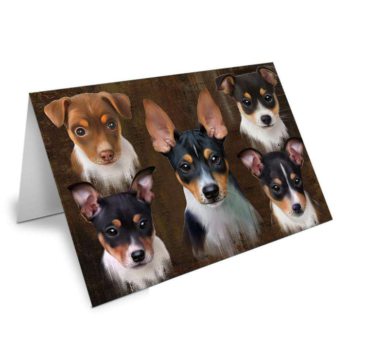 Rustic 5 Rat Terrier Dog Handmade Artwork Assorted Pets Greeting Cards and Note Cards with Envelopes for All Occasions and Holiday Seasons GCD66461