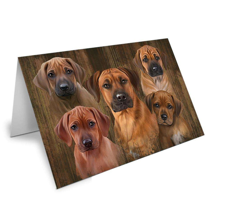 Rustic 5 Rhodesian Ridgebacks Dog Handmade Artwork Assorted Pets Greeting Cards and Note Cards with Envelopes for All Occasions and Holiday Seasons GCD52715
