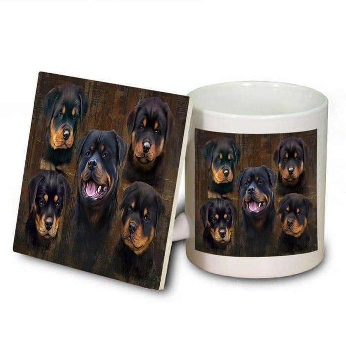 Rustic 5 Rottweilers Dog Mug and Coaster Set MUC48176