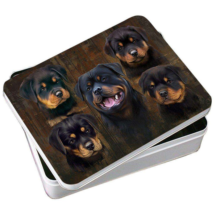 Rustic 5 Rottweilers Dog Photo Storage Tin PITN48184