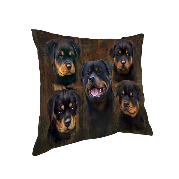 Rustic 5 Rottweilers Dog Pillow PIL48788