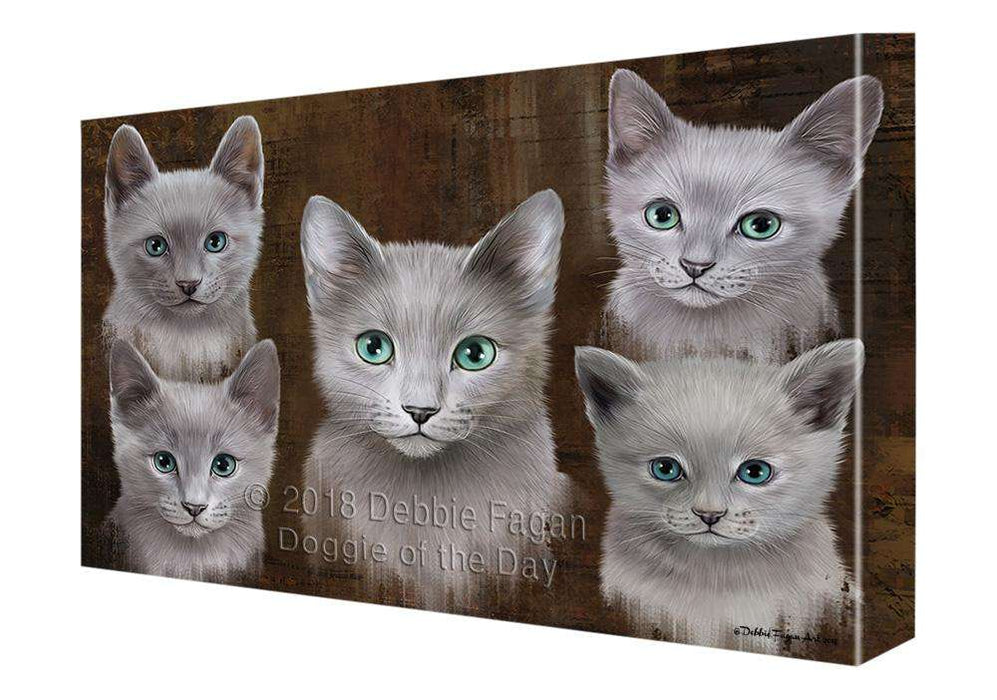 Rustic 5 Russian Blue Cat Canvas Print Wall Art Décor CVS105155