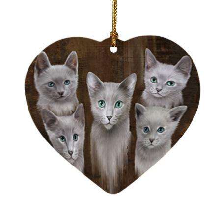Rustic 5 Russian Blue Cat Heart Christmas Ornament HPOR54145