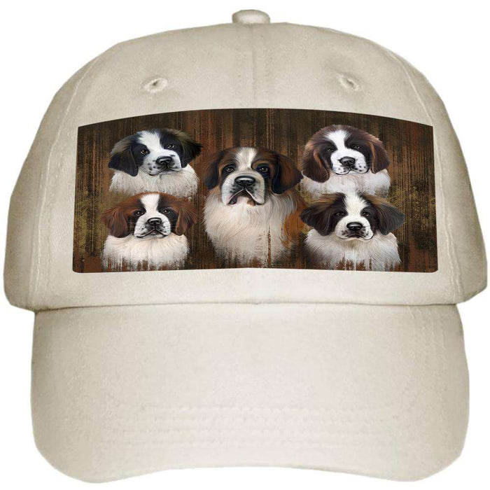 Rustic 5 Saint Bernards Dog Ball Hat Cap HAT52134