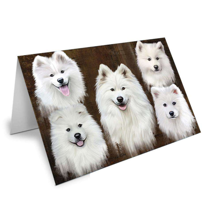 Rustic 5 Samoyed Dog Handmade Artwork Assorted Pets Greeting Cards and Note Cards with Envelopes for All Occasions and Holiday Seasons GCD66467