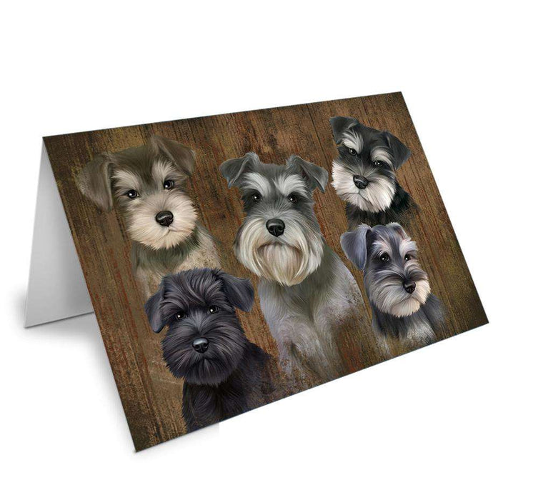 Rustic 5 Schnauzers Dog Handmade Artwork Assorted Pets Greeting Cards and Note Cards with Envelopes for All Occasions and Holiday Seasons GCD52721