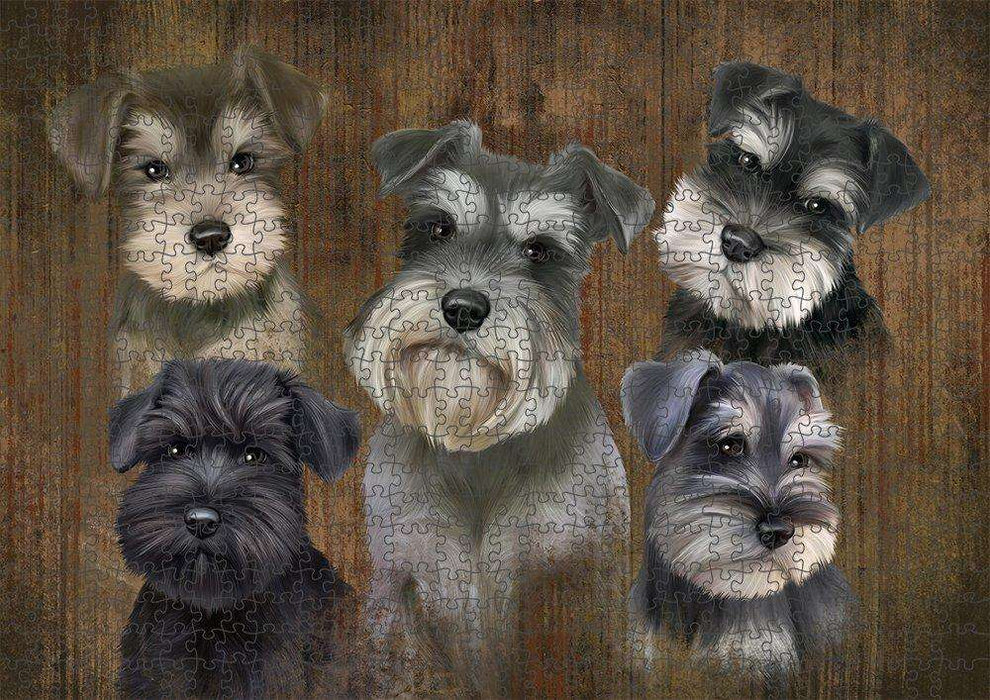 Rustic 5 Schnauzers Dog Puzzle with Photo Tin PUZL52188
