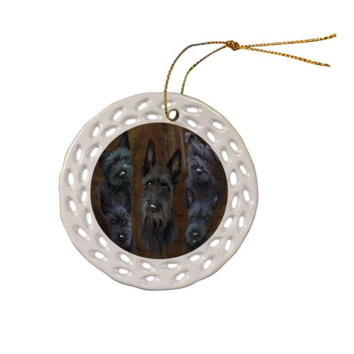 Rustic 5 Scottish Terrier Dog Ceramic Doily Ornament DPOR54147
