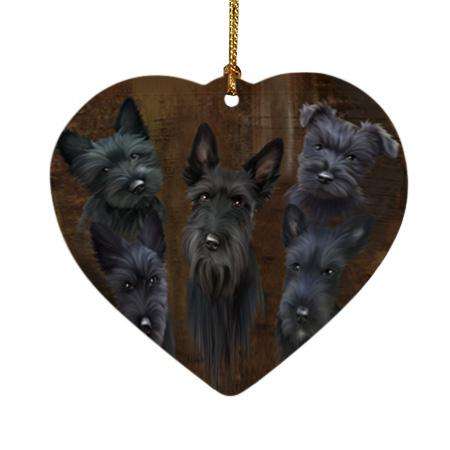 Rustic 5 Scottish Terrier Dog Heart Christmas Ornament HPOR54147