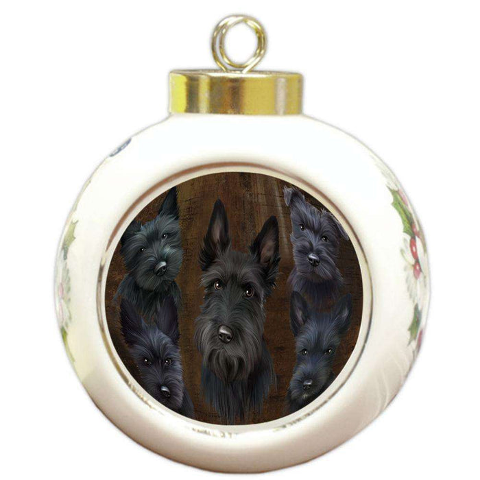 Rustic 5 Scottish Terrier Dog Round Ball Christmas Ornament RBPOR54147
