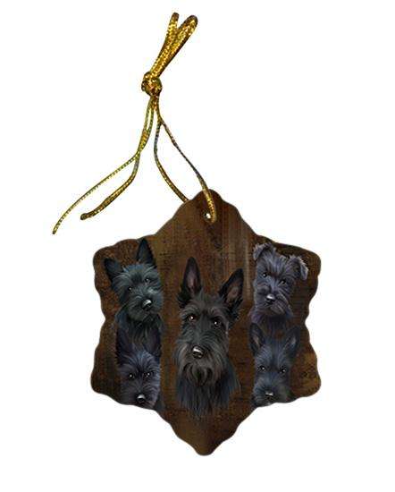 Rustic 5 Scottish Terrier Dog Star Porcelain Ornament SPOR54138