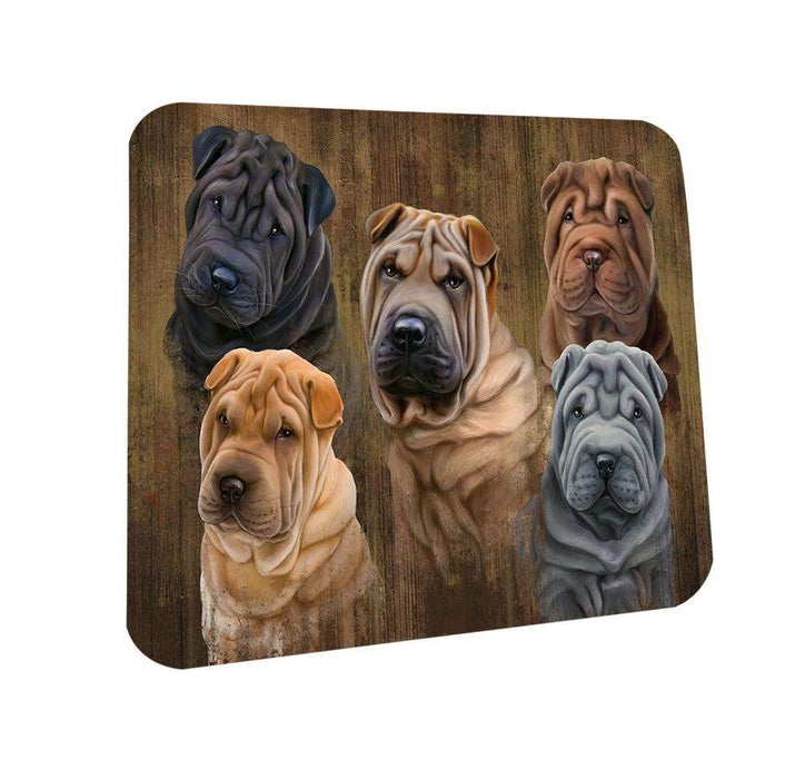 Rustic 5 Shar Peis Dog Coasters Set of 4 CST49524