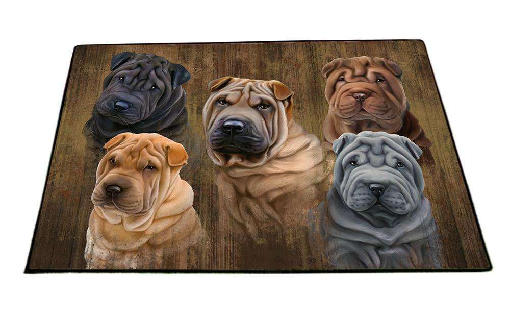 Rustic 5 Shar Peis Dog Floormat FLMS49890