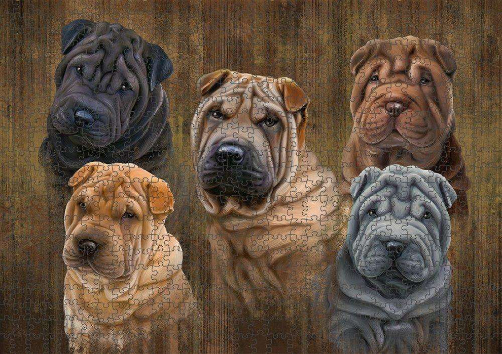 Rustic 5 Shar Peis Dog Puzzle  PUZL52191