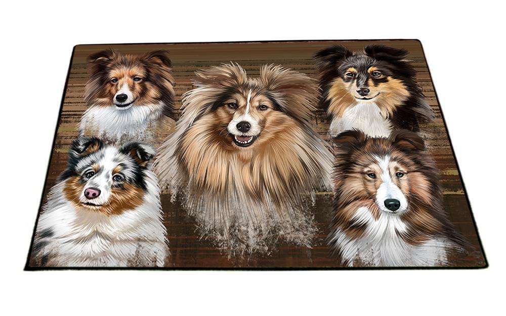 Rustic 5 Shetland Sheepdogs Floormat FLMS50607