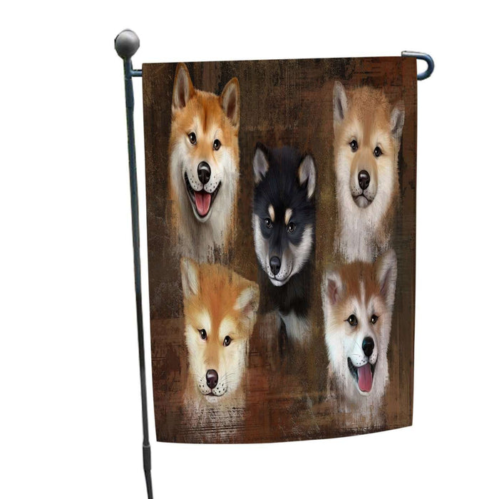 Rustic 5 Shiba Inus Dog Garden Flag GFLG48332
