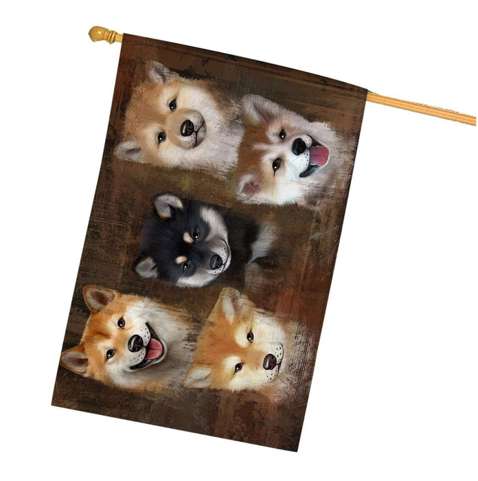 Rustic 5 Shiba Inus Dog House Flag FLG48387