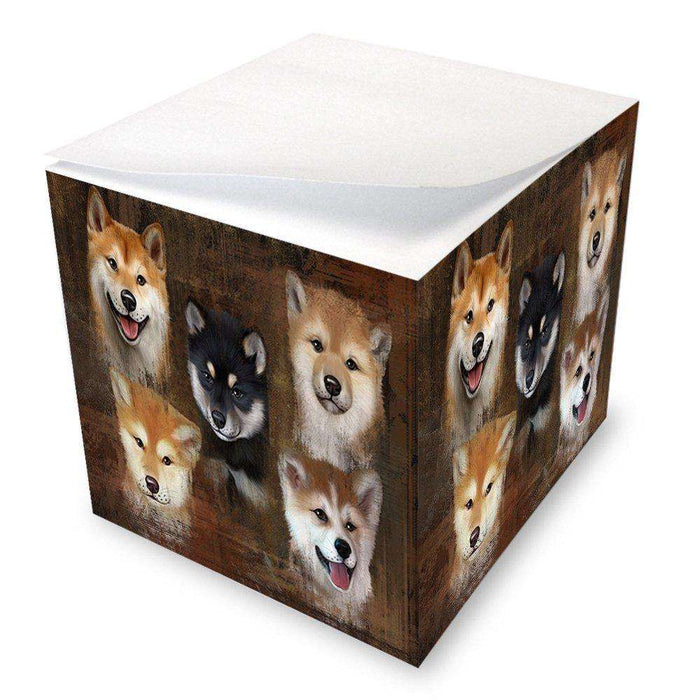 Rustic 5 Shiba Inus Dog Note Cube NOC48239