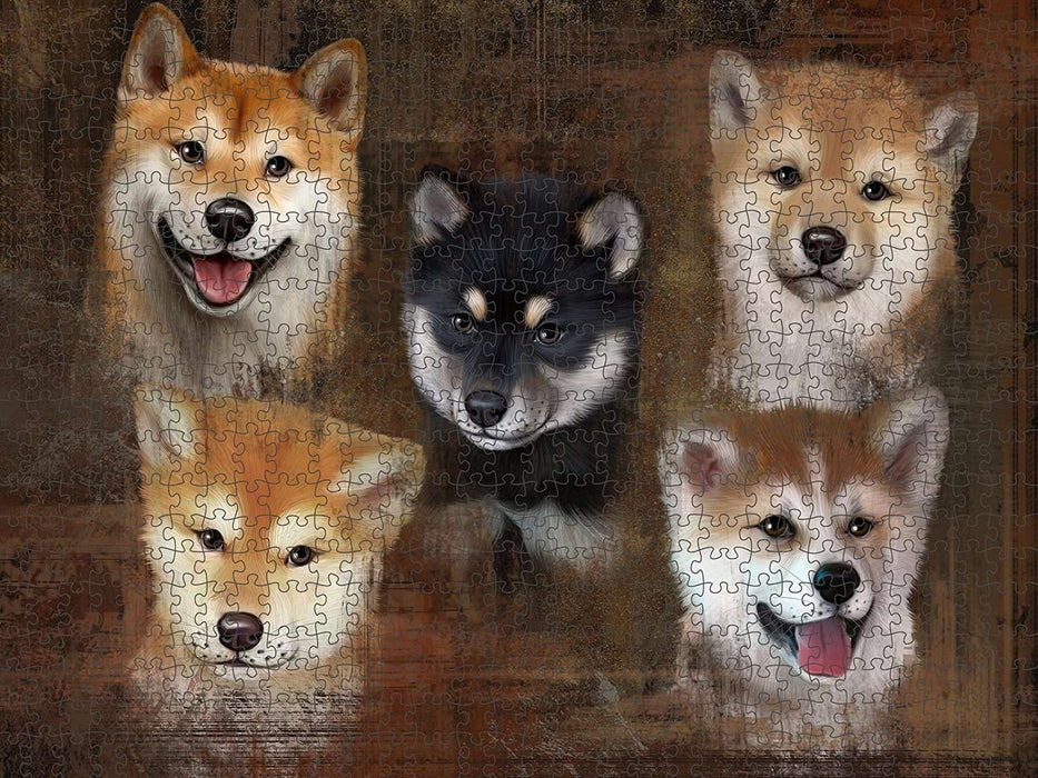 Rustic 5 Shiba Inus Dog Puzzle with Photo Tin PUZL48570
