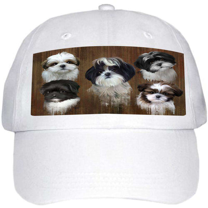 Rustic 5 Shih Tzus Dog Ball Hat Cap HAT52143