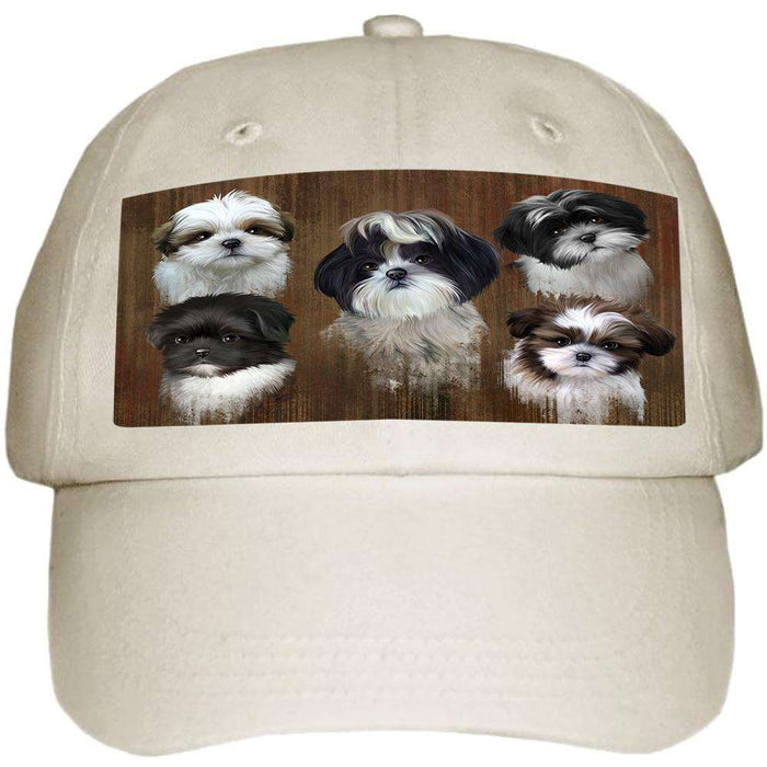 Rustic 5 Shih Tzus Dog Ball Hat Cap HAT52143