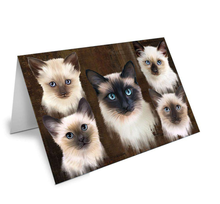 Rustic 5 Siamese Cat Handmade Artwork Assorted Pets Greeting Cards and Note Cards with Envelopes for All Occasions and Holiday Seasons GCD66473