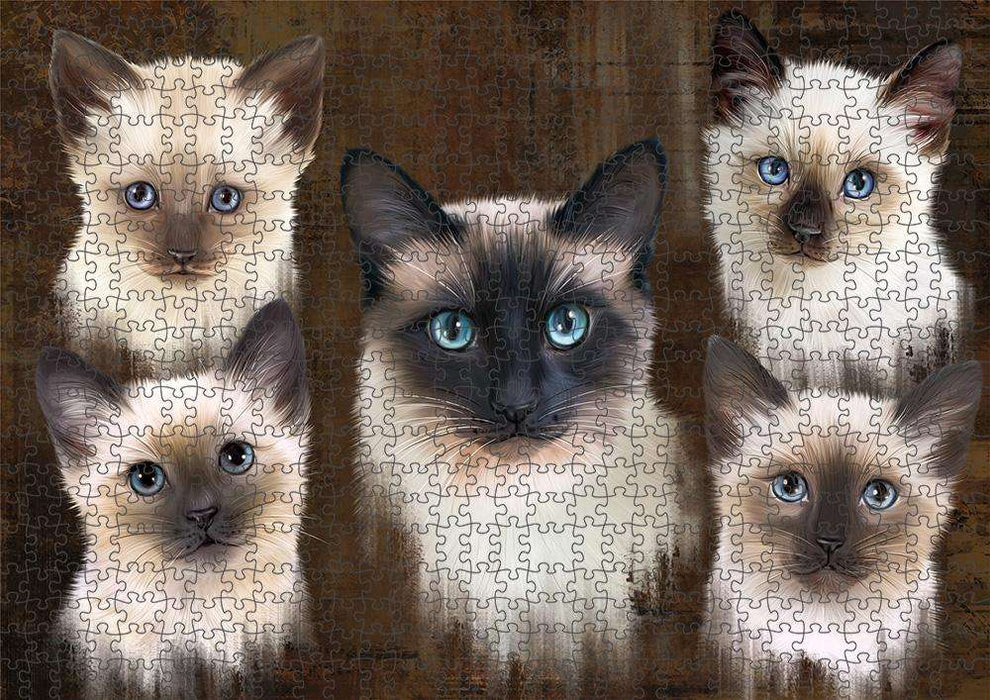 Rustic 5 Siamese Cat Puzzle with Photo Tin PUZL83748