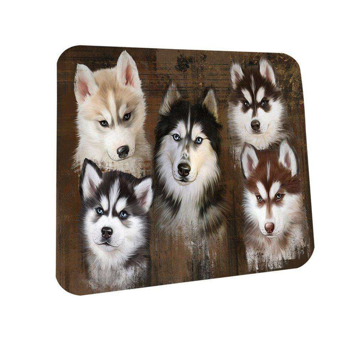 Rustic 5 Siberian Huskies Dog Coasters Set of 4 CST48144
