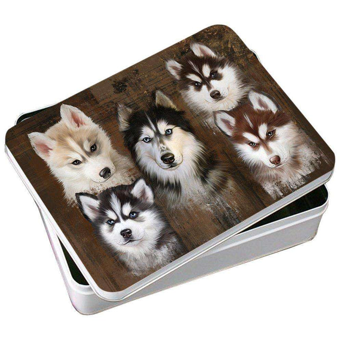 Rustic 5 Siberian Huskies Dog Photo Storage Tin PITN48185