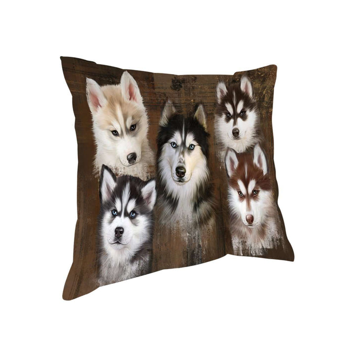Rustic 5 Siberian Huskies Dog Pillow PIL48792