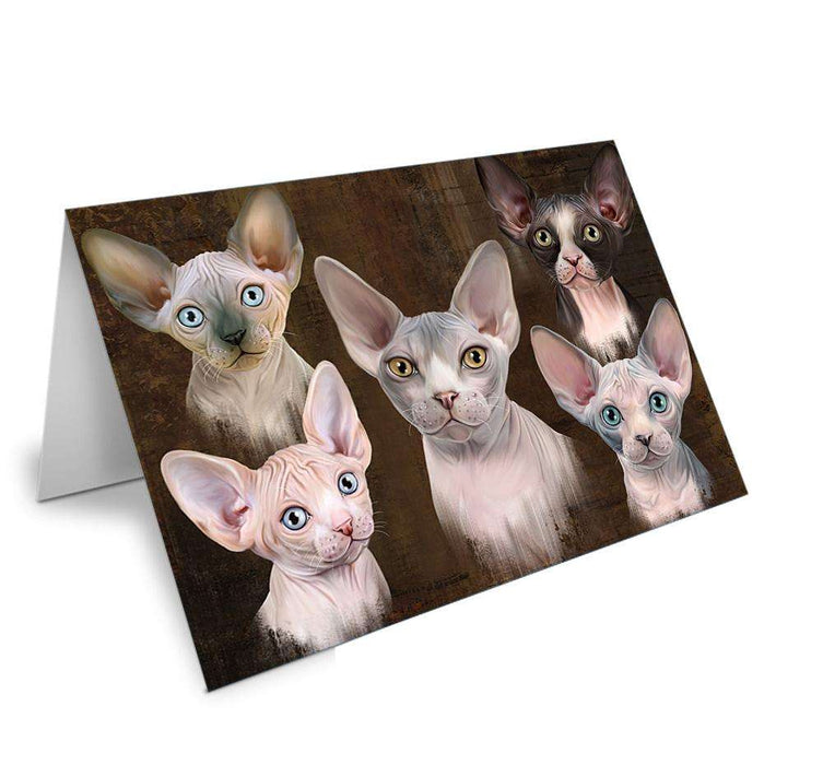 Rustic 5 Sphynx Cat Handmade Artwork Assorted Pets Greeting Cards and Note Cards with Envelopes for All Occasions and Holiday Seasons GCD66476