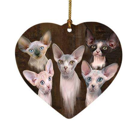 Rustic 5 Sphynx Cat Heart Christmas Ornament HPOR54149