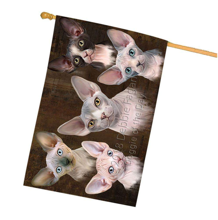 Rustic 5 Sphynx Cat House Flag FLG54347