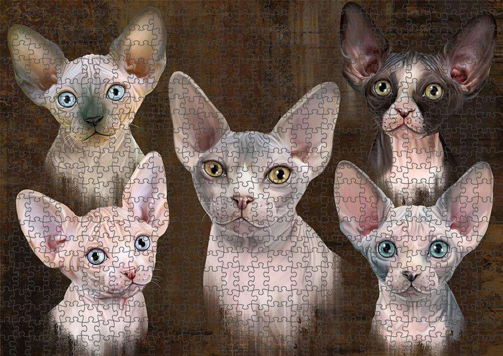 Rustic 5 Sphynx Cat Puzzle with Photo Tin PUZL83752