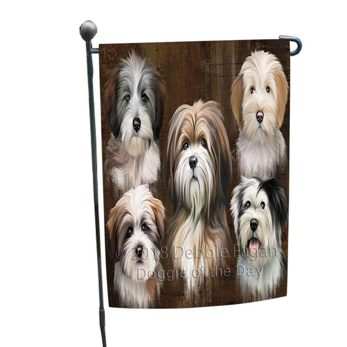 Rustic 5 Tibetan Terrier Dog Garden Flag GFLG54212