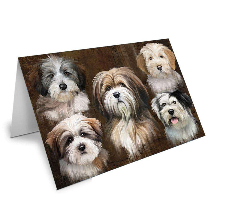 Rustic 5 Tibetan Terrier Dog Handmade Artwork Assorted Pets Greeting Cards and Note Cards with Envelopes for All Occasions and Holiday Seasons GCD66479