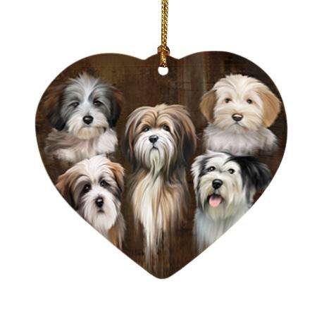 Rustic 5 Tibetan Terrier Dog Heart Christmas Ornament HPOR54150