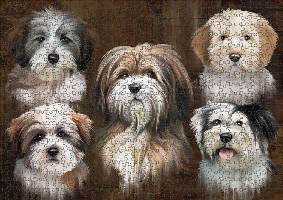 Rustic 5 Tibetan Terrier Dog Puzzle with Photo Tin PUZL83756