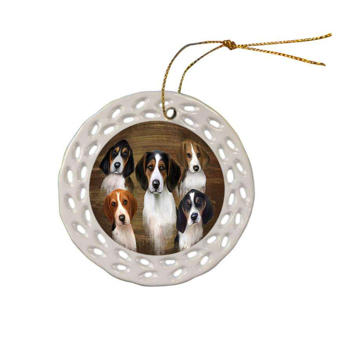 Rustic 5 Treeing Walker Coonhound Dog Ceramic Doily Ornament DPOR49471
