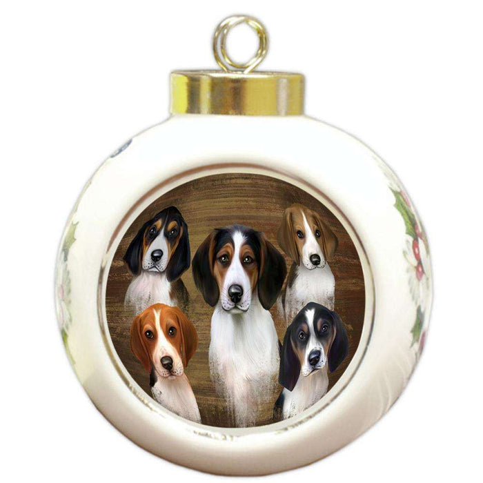 Rustic 5 Treeing Walker Coonhound Dog Round Ball Christmas Ornament RBPOR49471