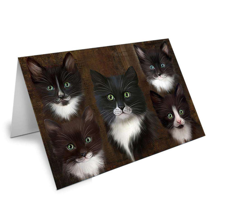 Rustic 5 Tuxedo Cat Handmade Artwork Assorted Pets Greeting Cards and Note Cards with Envelopes for All Occasions and Holiday Seasons GCD66482