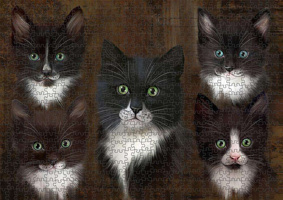 Rustic 5 Tuxedo Cat Puzzle with Photo Tin PUZL83760