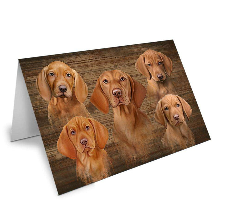 Rustic 5 Vizslas Dog Handmade Artwork Assorted Pets Greeting Cards and Note Cards with Envelopes for All Occasions and Holiday Seasons GCD52733