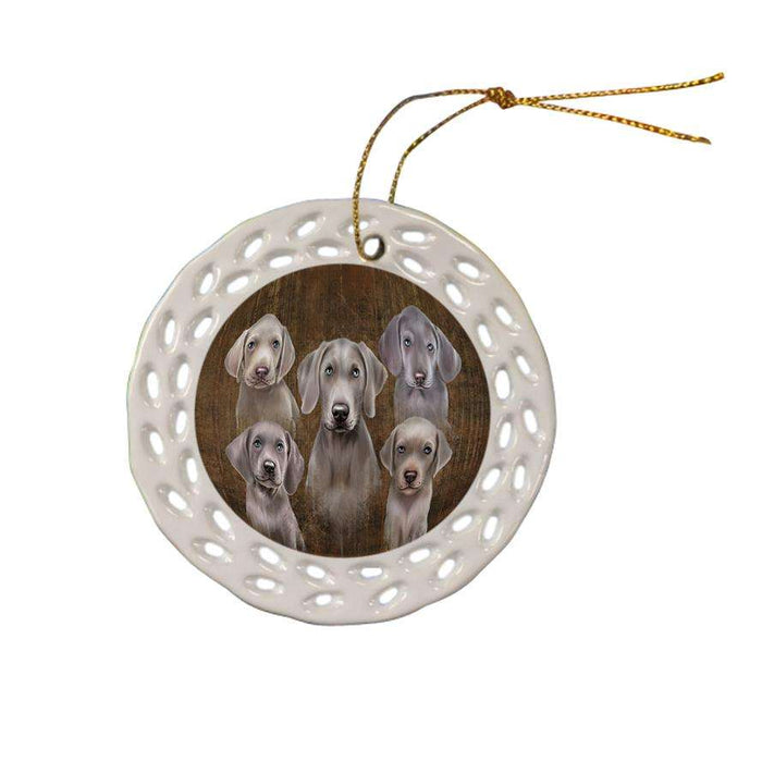 Rustic 5 Weimaraners Dog Ceramic Doily Ornament DPOR49473